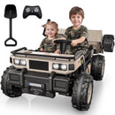 TOKTOO 24V Dual Seat Electric Dump Truck for Kids Ages 3-8 in Khaki