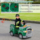 12V Green Fire Truck Ride-On Toy Car for Toddlers with Shovel and Wrench