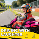 Adjustable Pink Electric Go Kart with 24V Power and 7.5 MPH Speed