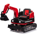 Dual Function 12V 360° Red Kids Ride-On Excavator with Remote Control