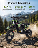 Electric Off-Road Dirt Bike for Children 5-10 Years Old, Green