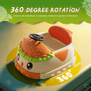 12V Children’s Hamburger Ride-On Car with Remote Control, 360° Spins, Bluetooth, and LED Lights