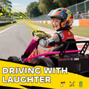 Children's Pink Electric Drift Kart with Dual Motors and Soft Start, 24V 7AH, 8.1 MPH
