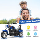 Blue 3-Wheel Chopper Motorcycle Trike for Kids with Headlight and Horn