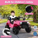 12V Pink Battery-Powered Ride-On Truck for Kids, 39" x 26" x 26"