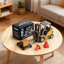 1/64 Scale Mini RC Yellow Forklift Toy with Dual Lift Fork and Hook功能