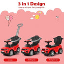 Multifunctional Red Ride-On Car Stroller with Music for Toddlers