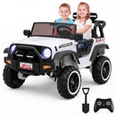 24V Dual-Seater Children's Electric Truck with Secure Doors, Remote Operation, Sound Horn & Music - White
