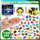 120-Piece Set of Mini 3D Printed Animal Figurines for Kids' Goodie Bags