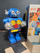 Vintage Horikawa Battery-Operated Drill Robot from the 1970s in Original Box