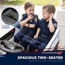 12V Dodge Police Car Ride-On for Kids Ages 3-6, White, 2-Seater