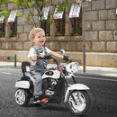 White 3-Wheel Chopper Trike Motorcycle for Kids with Headlight and Horn