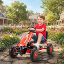 Adjustable Kids Pedal Go Kart with EVA Wheels and Brake for Ages 3-8 - Red