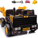 24V Electric Dump Truck for Kids, Two-Seater Ride-On Vehicle with Remote Control and 4WD Motors