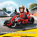 24V Electric Go Kart in Red with Adjustable Seat and Smooth Start at 7.5 MPH