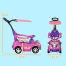 Versatile Pink Push and Slide Car with Removable Handle, Music, and Horn