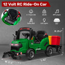 12V Kids Ride-On Construction Sweeper Truck with Trailer and Rubbish Bin Toy Car