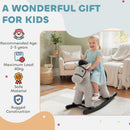 Gray Plush Rocking Horse Ride-On Toy with Realistic Neigh Sound