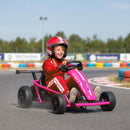 Children's Pink Electric Drift Kart with Dual Motors and Soft Start, 24V 7AH, 8.1 MPH