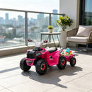 Pink 6V Electric Ride-On Car with Trailer for Kids Aged 18-36 Months