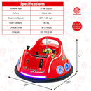 12V Remote Control Kids Bumper Car with Flashing LED Lights and Music in Red