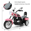 Pink 3-Wheel Chopper Trike for Kids with Headlight and Horn