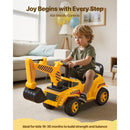 Yellow Excavator Digger Ride-On Car for Toddlers