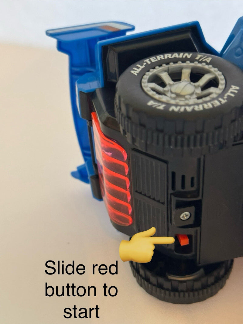 Mechanical Transforming Dinosaur Car Toy with LED Lights and Sound in Blue and Red