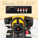 Yellow 12V Electric Ride-On Road Roller with Remote Control, LED Lights, and Music