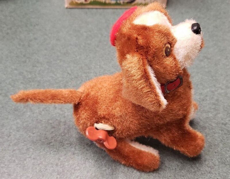 Vintage 1960s Working Wind-Up Acrobat Puppy Toy in Box
