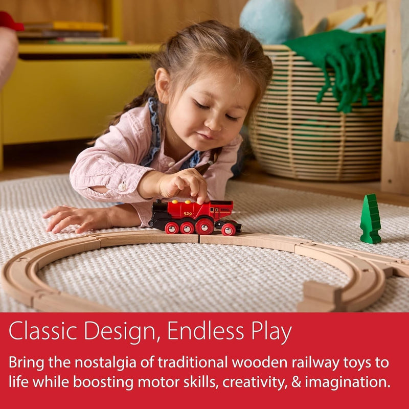 Mighty Red Motorized Toy Locomotive Train with Lights and Sound
