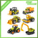 Mini Alloy Construction Vehicle Set for Kids - 6 Piece Excavator and Tractor Collection 1/64