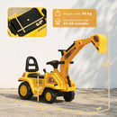 HOMCOM Kids Digger Ride-On Excavator Pull Cart with Horn for Ages 18-48 Months