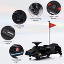 12V Electric Drift Car for Kids with Brushless Motor, 5MPH Speed, 5 Wheels, and LED Music