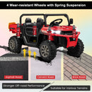 12V Red Electric Dump Truck with Remote Control and Shovel for Two Riders