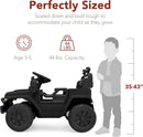 Jet Black 12V Ride-On Car for Kids with Parental Remote Control
