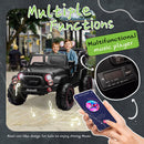 Black 24V Two-Seater Electric Ride-On Toy Truck for Kids with Bluetooth and LED Lights