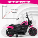 Pink 6V Kids Electric Motorcycle with Training Wheels, LED Lights, and Music