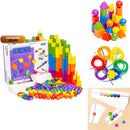 Language Development Bead Stringing Set with 384 Wooden Beads and 200 Flashcards
