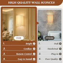 Set of Two White Wireless Battery-Powered Wall Sconces