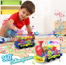 Interactive 360° Rotating Train Toy Featuring Lights and Sounds - Perfect for Children Aged 3 and Up