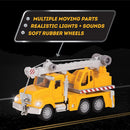 7-Inch Crane Truck Playset Featuring Lights, Sounds, and Articulated Components