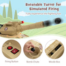 Kids' Ride-On Tank with Rubber Tracks, Rotating Turret, and Functional Cannon