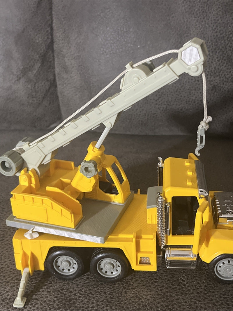 Yellow Die-Cast Micro Construction Crane Truck with Lights and Sounds