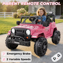 12V Electric Pink Ride-On Car for Toddlers with Parental Remote Control
