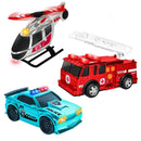 Maxx Action Chrome Rescue Vehicle Set: Firetruck, Police Car, and Helicopter