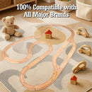 52-Piece Wooden Train Track Expansion Set - 18 Feet with 5 Unique Sections