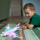Illuminated Airplane Toy with Bump & Go Features, LED Lights, and Takeoff Sounds