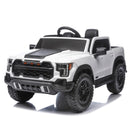 White 12V Remote-Controlled Ride-On Car with 4-Wheel Shock Absorption for Kids Aged 3-6