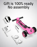 Elecorange T500 Kids Electric Scooter with Large Light-Up Wheels and Adjustable Settings